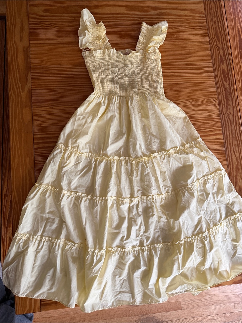 Philosophy Pale Yellow Ruffle Tiered Midi Dress